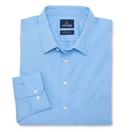 Photo 1 of Stafford Sweat Repel Men's Slim-Tall Fit Long Sleeve Dress Shirt, 17-17.5 36-37, XLT, Blue