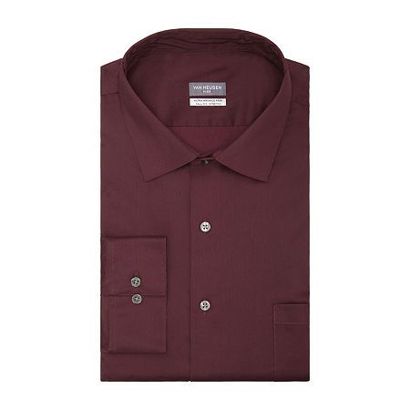 Photo 1 of Van Heusen Big and Tall Ultra Flex Men's Regular Fit Wrinkle Free Long Sleeve Dress Shirt, 17.5 37-38, Red