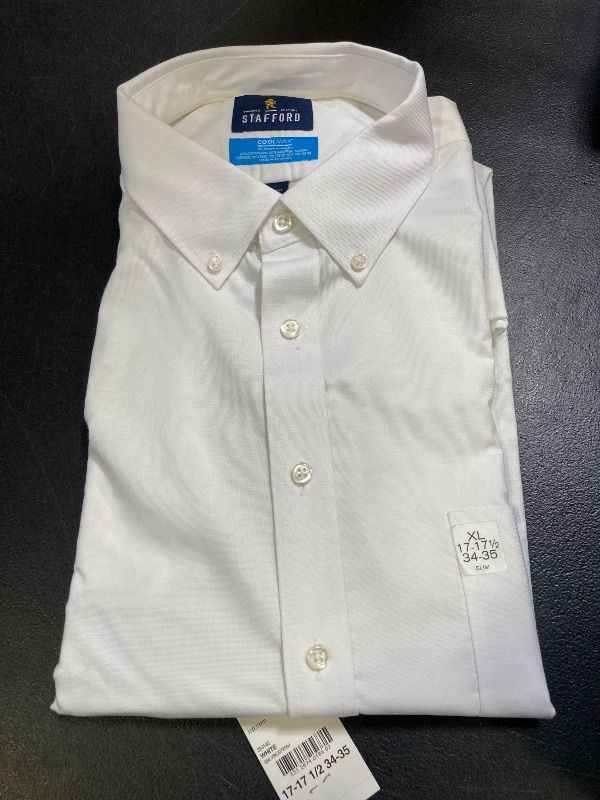 Photo 1 of Stafford Coolmax All Season Oxford Men's Regular Fit Stretch Fabric Wrinkle Free Long Sleeve Dress Shirt - 17-17 1/2, 34-35