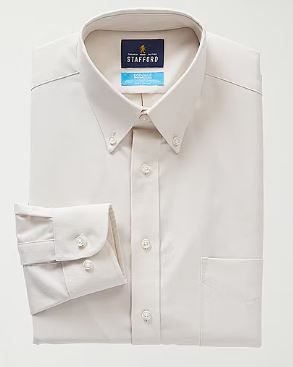 Photo 1 of Stafford Coolmax All Season Oxford Men's Regular Fit Stretch Fabric Wrinkle Free Long Sleeve Dress Shirt - 17-17 1/2, 34-35