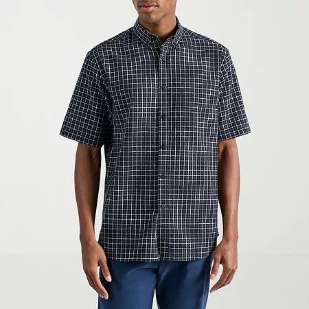 Photo 1 of Haggar Men's Short Sleeve Regular Fit Button-Down Shirt, Xx-large, Black