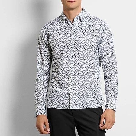 Photo 1 of Van Heusen Men's Long Sleeve Camp Shirt, Large, White
