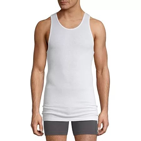 Photo 1 of Stafford Ultra Soft Men's Sleeveless 4 Pack Tank, Large, White
