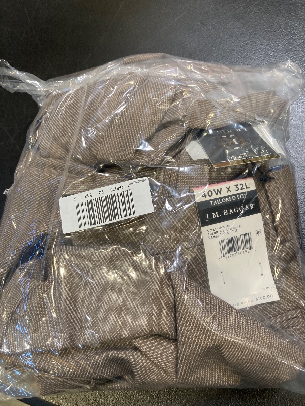 Photo 1 of Haggar JMH Tailored Prominent Twill Men's Stretch Fabric Modern Fit Flat Front Suit Pant, 40 X 32, Beige
