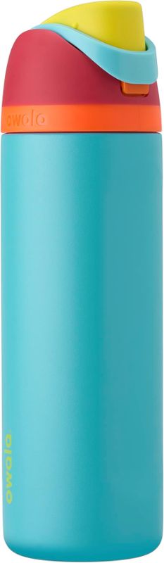 Photo 1 of Owala FreeSip Insulated Stainless Steel Water Bottle with Straw, BPA-Free Sports Water Bottle, Great for Travel, 24 Oz, Summer Sweetness