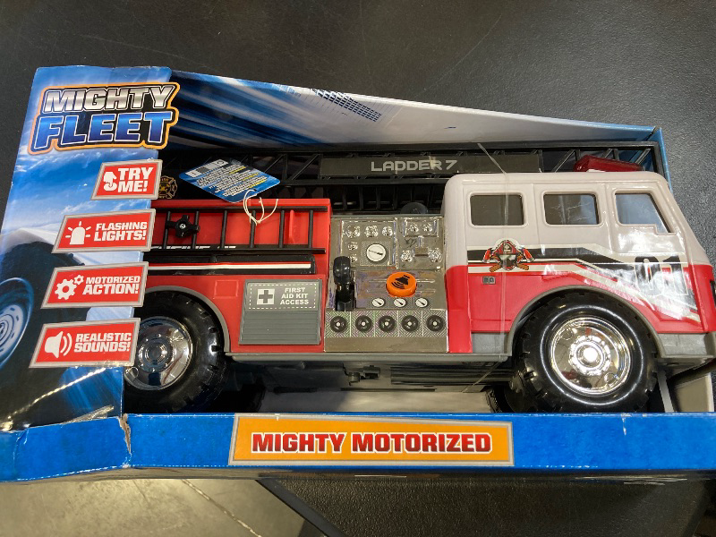 Photo 1 of Mighty Fleet Mighty Motorized Fire Ladder Truck Firetruck Toy w/Lights & Sounds, Motorized Ladder, Extending Ladder, Realistic Design & Batteries Included - Age 3+