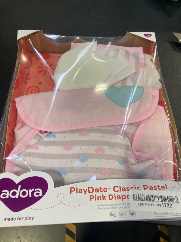 Photo 1 of Adora Baby Doll Diaper Bag with Sturdy Straps, Includes Changing Mat and 2 Doll Diapers (Fits 13" Dolls), Birthday Gift For Ages 3+ - Classic Pastel Pink