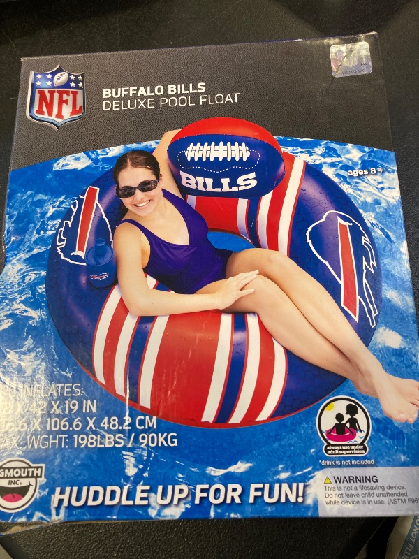 Photo 1 of BigMouth Buffalo Bills 42” Inflatable Pool Floats Officially Licensed NFL Fan Gear Merchandise Back Support Inner Tube for Adults and Teens