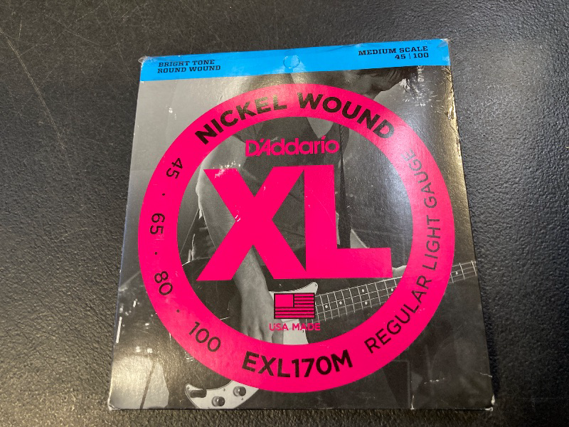 Photo 1 of D'Addario Bass Guitar Strings - XL Nickel - EXL170M - Perfect Intonation, Consistent Feel, Powerful Durability - 4 String Set - 45-100 Regular Light, Medium Scale