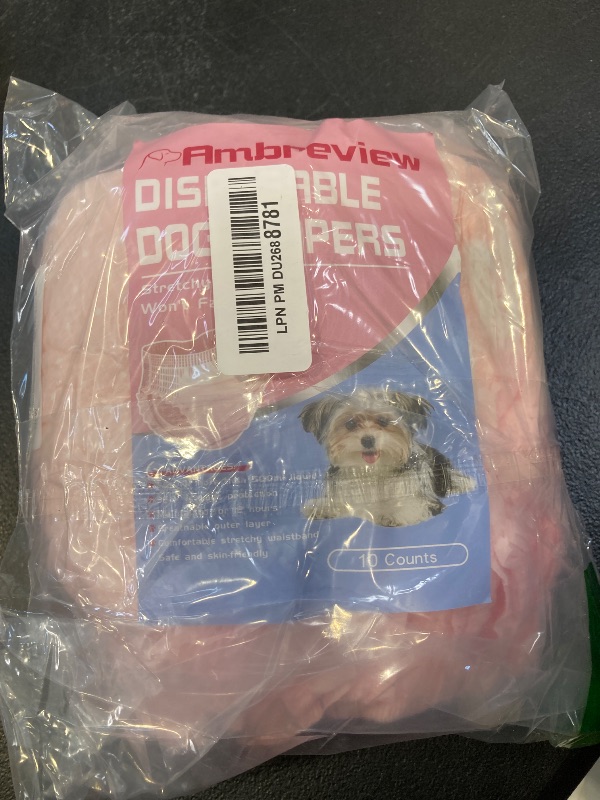 Photo 1 of Ambreview Disposable Dog Diapers Female, Just Pull It Up, Doggie Diapers for Female Dogs, Strong Absorbency | Leak Proof, for Dogs in Heat | Elderly | Disabled, S 10 PCS