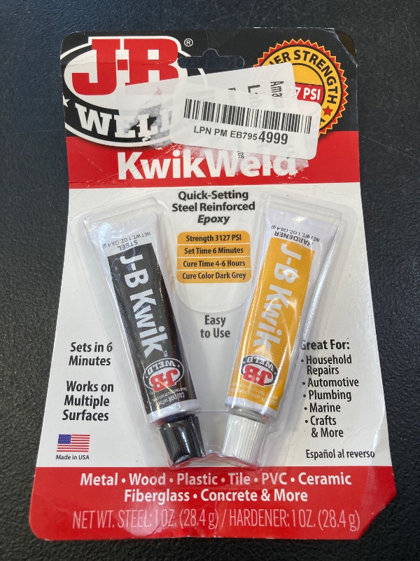 Photo 1 of J-B Weld 8276 KwikWeld Quick Setting Steel Reinforced Epoxy - 2 oz. (2 Pack)