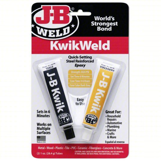 Photo 1 of J-B Weld 8276 KwikWeld Quick Setting Steel Reinforced Epoxy - 2 oz. (2 Pack)
