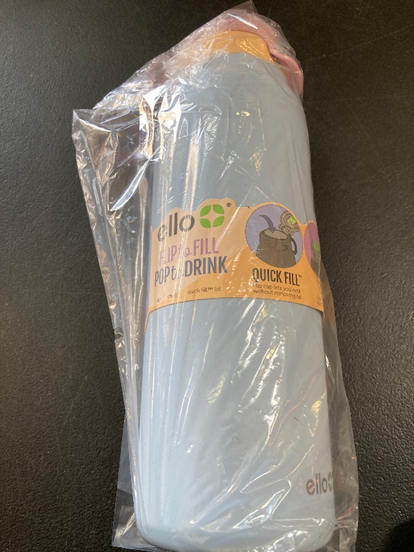 Photo 1 of Ello Pop & Fill 32oz Stainless Steel Water Bottle with Quick Fill Technology, Double Walled and Vacuum Insulated Metal, Leak Proof Locking Lid, Sip and Chug, Reusable, BPA Free, Coastal Sunrise