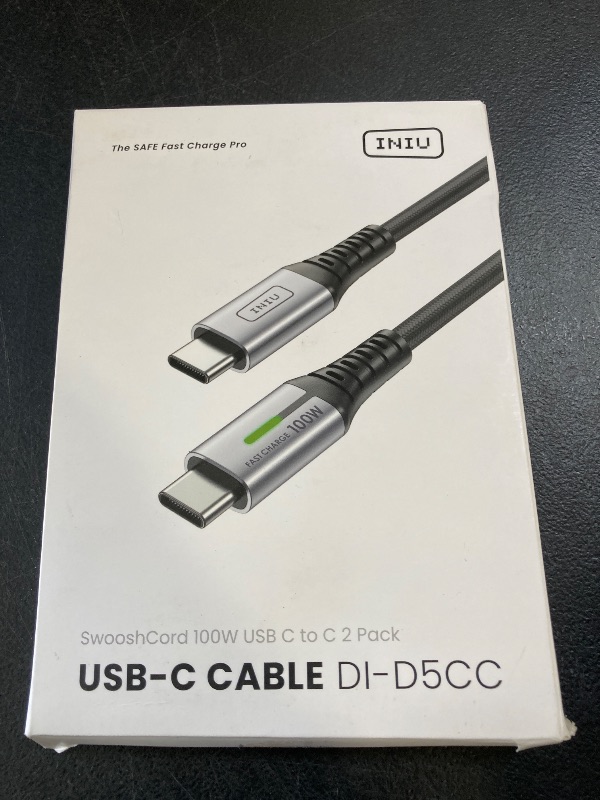 Photo 1 of INIU USB C Cable, (6.6ft, 2-Pack) 100W USB C to C Fast Charging Cord, Braided Type C Charger Cable for iPhone 16 Pro Max 15 Plus Samsung Galaxy S24 S21 S10 Note 10 MacBook iPad Kindle etc.