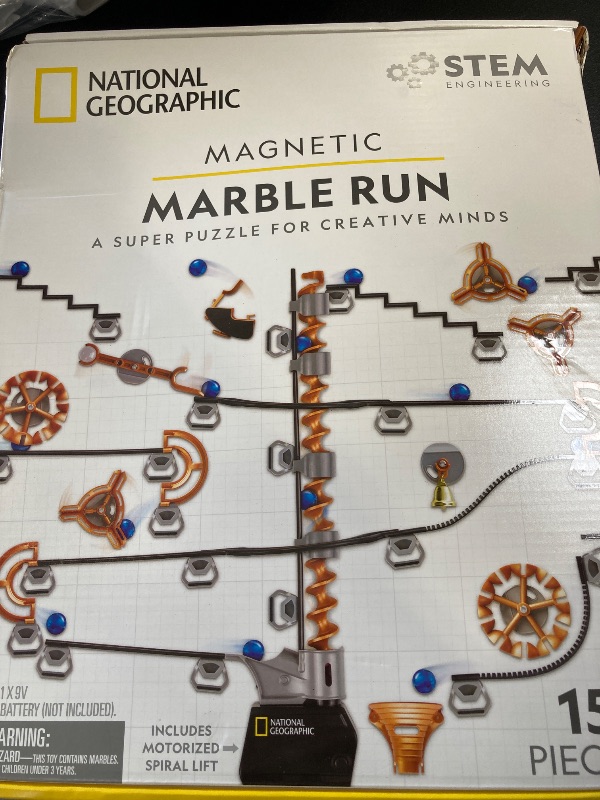 Photo 1 of National Geographic Magnetic Marble Run - 150-Piece STEM Building Set for Kids & Adults with Magnetic Track & Trick Pieces & Marbles for Building A Marble Maze, STEM Project (Amazon Exclusive)