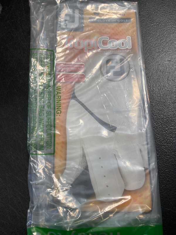 Photo 1 of FootJoy Men's Tropicool Gloves, White, X-Large, Worn on Left Hand