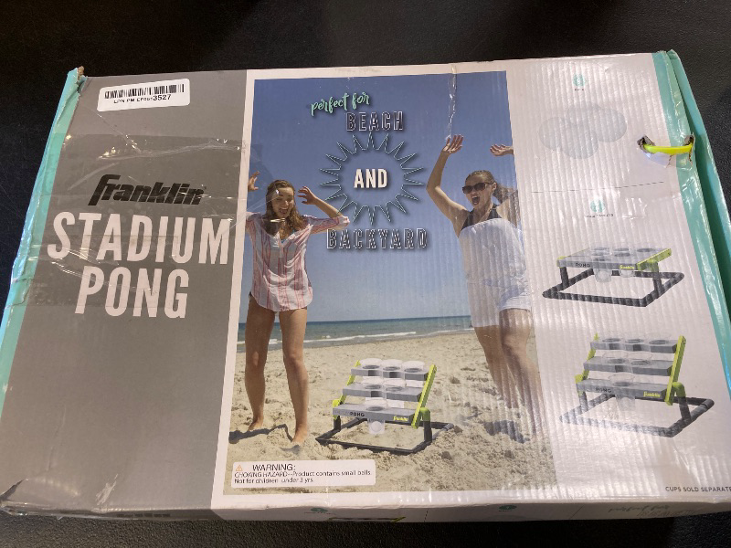 Photo 1 of Franklin Sports Stadium Cup Pong Set - Jumbo 6 Cup Pong Game Set with Cups + Stand - Fun Indoor + Outdoor Tailgate Game