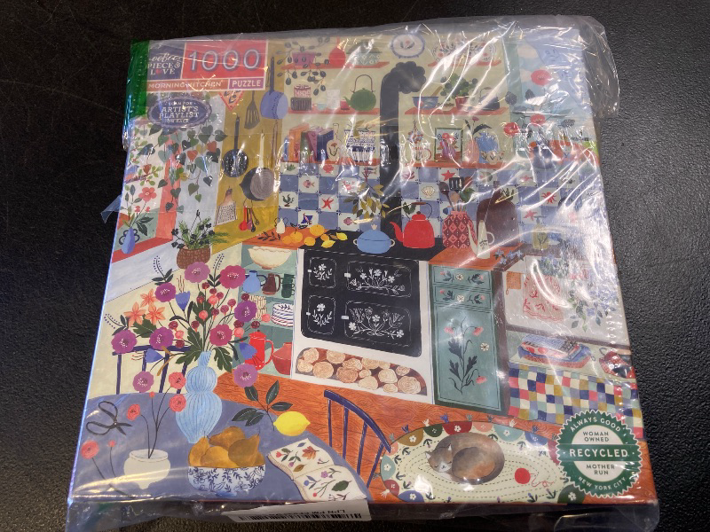 Photo 1 of eeBoo Piece & Love: Morning Kitchen - 1000 Piece Puzzle - Adult Square Jigsaw, 23x23, Includes Image Reference Insert, Glossy Pieces