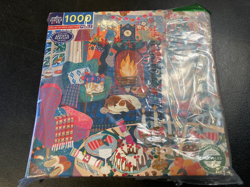 Photo 1 of eeBoo Piece & Love: English Cottage Christmas - 1000 Piece Puzzle - Adult Square Jigsaw, 23x23, Includes Image Reference Insert, Pieces
