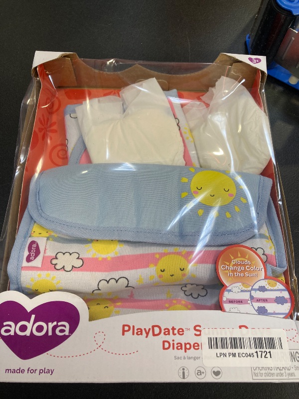 Photo 1 of Adora Baby Doll Diaper Bag with Color Changing Design, Sturdy Straps, Includes Changing Mat and 2 Doll Diapers (Fits 13" Dolls), Birthday Gift For Ages 3+ - Sunny Days