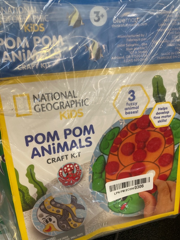 Photo 1 of Blue Marble National Geographic Kids Pom Poms Arts and Crafts Kit - Pom Pom Animals Toddler Craft Kit, Preschool Art, Toddler Crafts Ages 3-5, Crafts for Toddlers 2-4 Years, Pom Pom Pictures