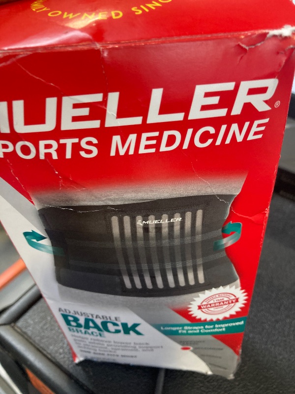 Photo 1 of MUELLER Sports Medicine Adjustable Back Brace, Ideal for Upper and Lower Back Pain, Relief & Support for Men and Women, Strains, Sciatica, Scoliosis, Black, One Size