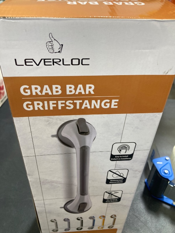 Photo 1 of LEVERLOC 2 Pack Shower Grab Bars for Bathtubs and Showers, Easy to Install Suction Shower Handles for Bathroom Removable Handrails for Seniors Elderly Heavy Duty Safety Grip Waterproof Drill Free Gray