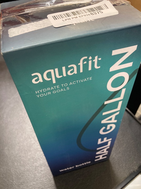 Photo 1 of AQUAFIT 64 oz Water Bottle with Time Marker - 2in1 Straw & Chug Lid - BPA Free Big Water Bottle with Straw - Gym Water Bottle with Strap - Water Jug (64 Ounces, Frosty)