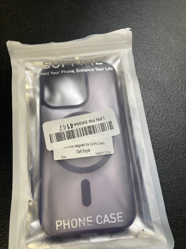Photo 1 of SUPFINE Magnetic for iPhone 14 Pro Case (Compatible with MagSafe) (Military Grade Drop Protection) Translucent Matte Shockproof Phone Case, Dark Purple