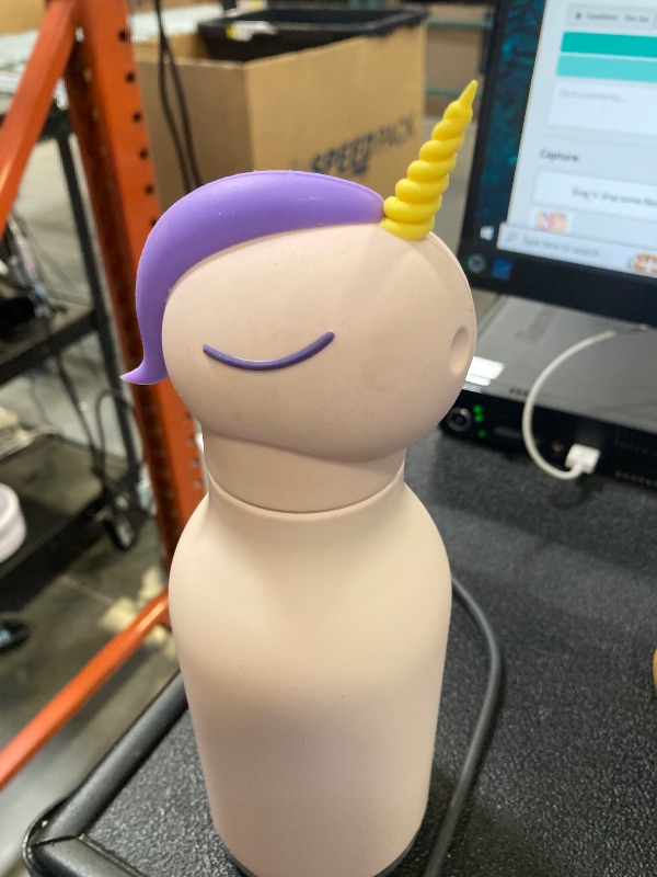 Photo 1 of asobu Bestie Bottle Insulated Stainless Steel Water Bottle with Detachable Soft Animal Head Fun Drinking For Kids and Teens with Flexible Reusable Straw 16 Ounce (Unicorn)