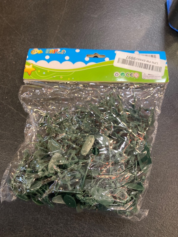 Photo 1 of HAPTIME 100-Piece Green Toy Soldiers - 12 Poses, Detailed and Balanced Mini Army Men - Perfect for Pretend Play, Educational Projects, Cake Decorations, and Military-Themed Parties - 1 Inches Tall