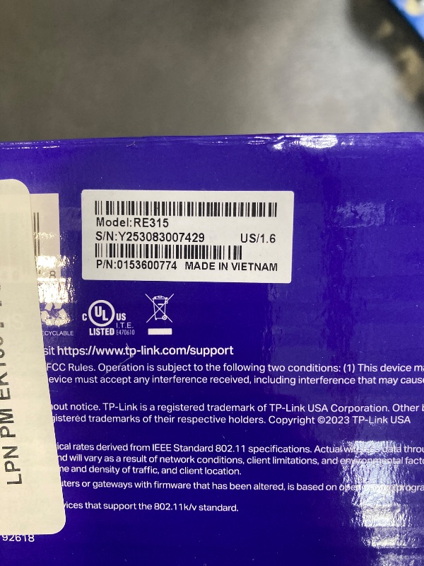 Photo 1 of TP-Link AC1200 WiFi Extender, 2025 Wirecutter Best WiFi Extender, 1.2Gbps Home Signal Booster, Dual Band 5GHz/2.4GHz, Up to 1600 Sq.ft and 32 Devices, EasyMesh Compatible, One Ethernet Port (RE315)