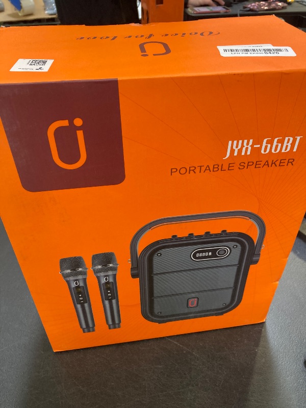 Photo 1 of JYX Karaoke Machine with 2 Wireless Microphones, Portable Bluetooth Speaker PA System with Shoulder Strap, Subwoofer Support TWS, USB, Radio, AUX, REC, Bass&Treble for Home Party/Meeting/Adults/Kids