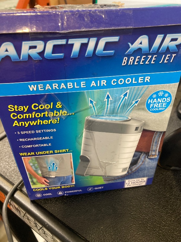 Photo 1 of Arctic Air Breeze Jet Wearable Air Cooler, 3-Speed Portable Rechargeable Fan, Long-lasting, Lightweight Clip-On Neck & Waist Fan for Travel, Outdoors, Camping, or Indoor Use