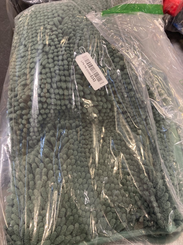 Photo 1 of Yeaban Chenille Bathroom Rugs Non-Slip Thick Plush Bath Mat - Absorbent Washable Bath Rugs for Bathroom Shower Sink Carpet (Dark Green, 26" x 44")