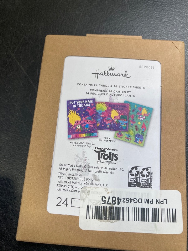 Photo 1 of Hallmark Trolls Valentine's Day Cards Assortment for Kids (24 Valentine Cards, 24 Sticker Sheets and Envelopes)
