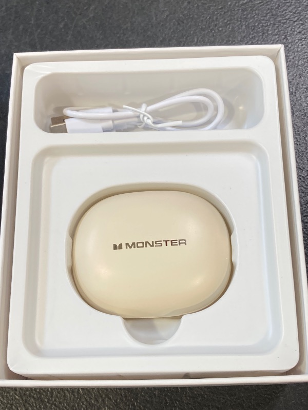 Photo 1 of Monster Open Ear AC228 Wireless Headphones, Clip-On Earbuds, Adaptive Comfort, Immersive Audio, Bluetooth 6.0 Open Ear Earbuds with ENC Clear Call, 30H Playtime, IPX5 Water Resistant for Sport, White