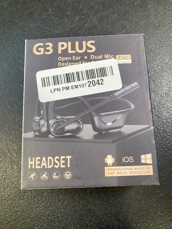 Photo 1 of BANIGIPA Bluetooth 5.4 Headset with Microphone, Open Ear Headphones w/Mic, Wireless Earphones Noise Cancelling for HD Calling, Mute Button, Light & Comfortable Headset for Working Office Meeting-15H