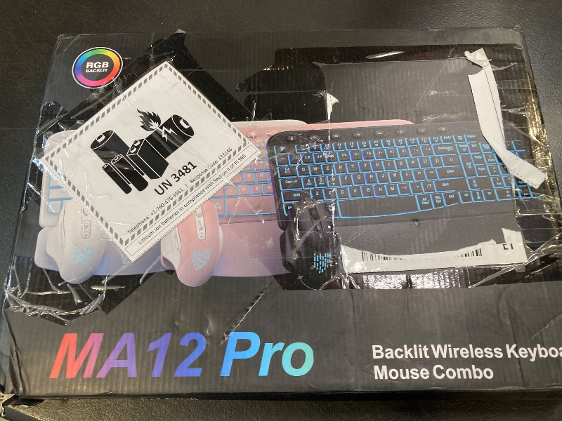 Photo 1 of SABLUTE Ergonomic Wireless Keyboard and Mouse Combo - Wave Keyboard with Soft Leather Wrist Rest, Resistant Keys, RGB Backlit Rechargeable Set for PC/Mac/Chromebook (White)