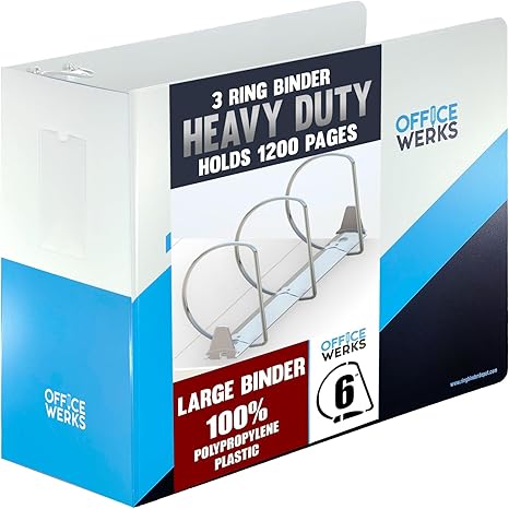 Photo 1 of Performore 6 Inch Locking Angle D-Ring Binder Heavy Duty Poly Binder with Printed Design, Secure Locking 3 Rings, Spine Label Holder, Non-Customizable Cover, Holds 8.5" x 11" Paper, 1 Pack
