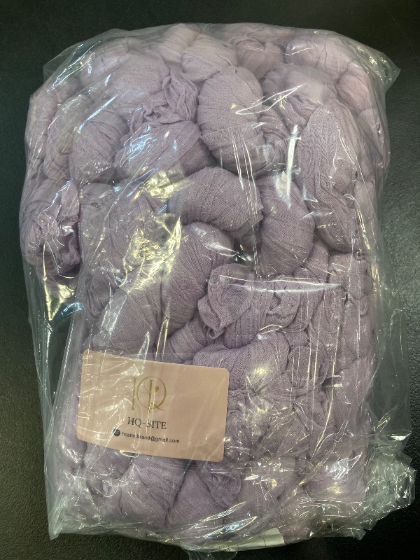 Photo 1 of 12 Pack Lilac Purple Cheesecloth Table Runner – 10FT x 12pcs Boho Gauze Table Runners for Spring Wedding, Birthday, Fairy Garden Bridal Shower Décor