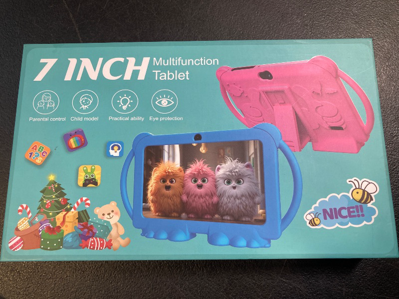 Photo 1 of PEICHENG Kids Tablet 7 inch Android 12.0 for Toddler, 4GB RAM 32GB ROM Bluetooth IPS Screen Parental Control Dual Camera Shockproof Case for Educational Games, (1PCS, Blue)