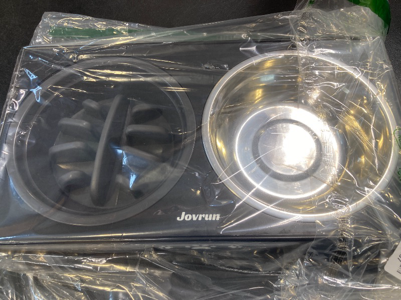Photo 1 of Jovrun Elevated Dog Bowls, Dog Feeder with 2 Stainless Steel Dishes &1 Slow Feeder Bowl, 5 Heights Adjustable Raised Stand for Medium Large, Food Dishes with Non-Slip Feet