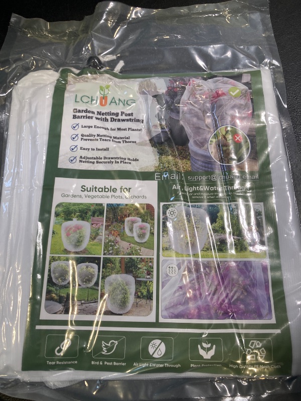 Photo 1 of Bird Netting for Garden Protection - 4 Pack Garden Netting Pest Barrier with Drawstring,3.3Ft x 2.7Ft Mosquito Net Tomato Protective Cover Garden Plant Netting for Cicadas Vegetables Blueberry Bushes
