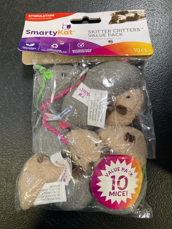 Photo 1 of SmartyKat Skitter Critters Value Pack Catnip Cat Toys - Gray/Cream, Set of 10