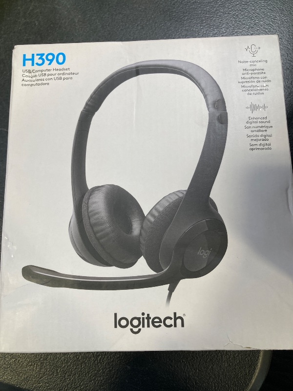 Photo 1 of Logitech H390 Gaming Headphones, Wired Headphones with Mic, USB Headset with Microphone for PC, Noise Cancelling Microphone for Video Meetings, Music, Gaming - Black
