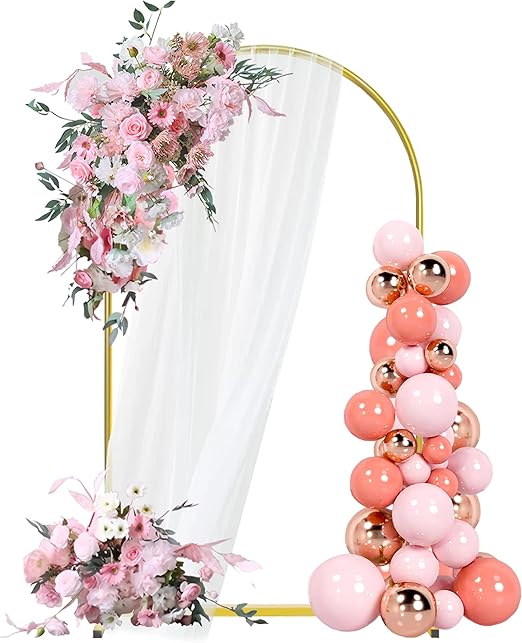 Photo 1 of 6FT Arch Backdrop Stand, Gold Metal Arch Stand Backdrop, Backdrop Arch Stand Ideal for Weddings, Birthday Parties, Baby Showers, Celebration Decorations
