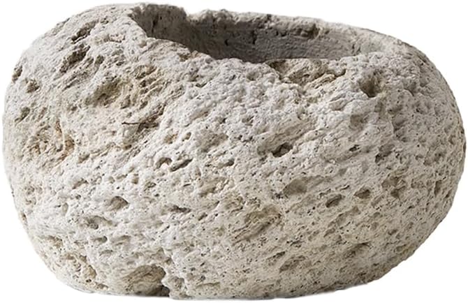 Photo 1 of Serene Spaces Living Earthly Pumice Bowl Vase, Lava Rock Vase for Flowers, Plants, Candle Holder - Living Rooms, Kitchens, Bedrooms, Office, Weddings - 5" Long X 3.5" Wide X 3.5" Tall, Single

