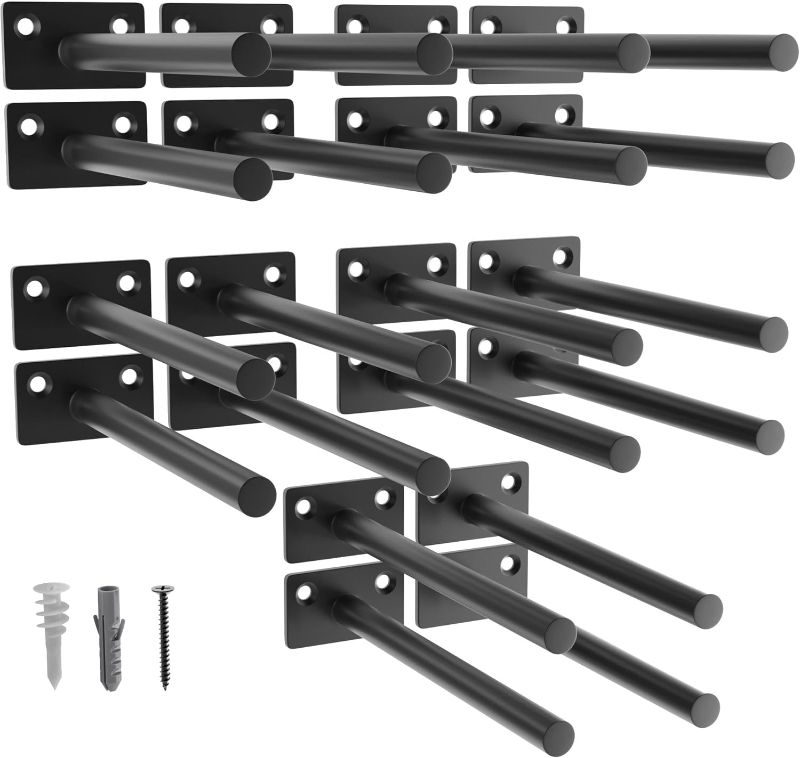 Photo 1 of LEOPO Black 20 Pack-10 inch Floating Shelf Bracket, Concealed Shelf Support, Hidden Brackets for Floating Wood Shelves