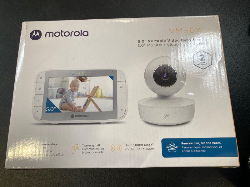 Photo 1 of Motorola Nursery VM36XL Video Baby Monitor Camera, 1000ft Range no WiFi 2.4 GHz Wireless, 5" Screen, 2-Way Audio, Pan/Tilt/Zoom, Temp, Night Vision
